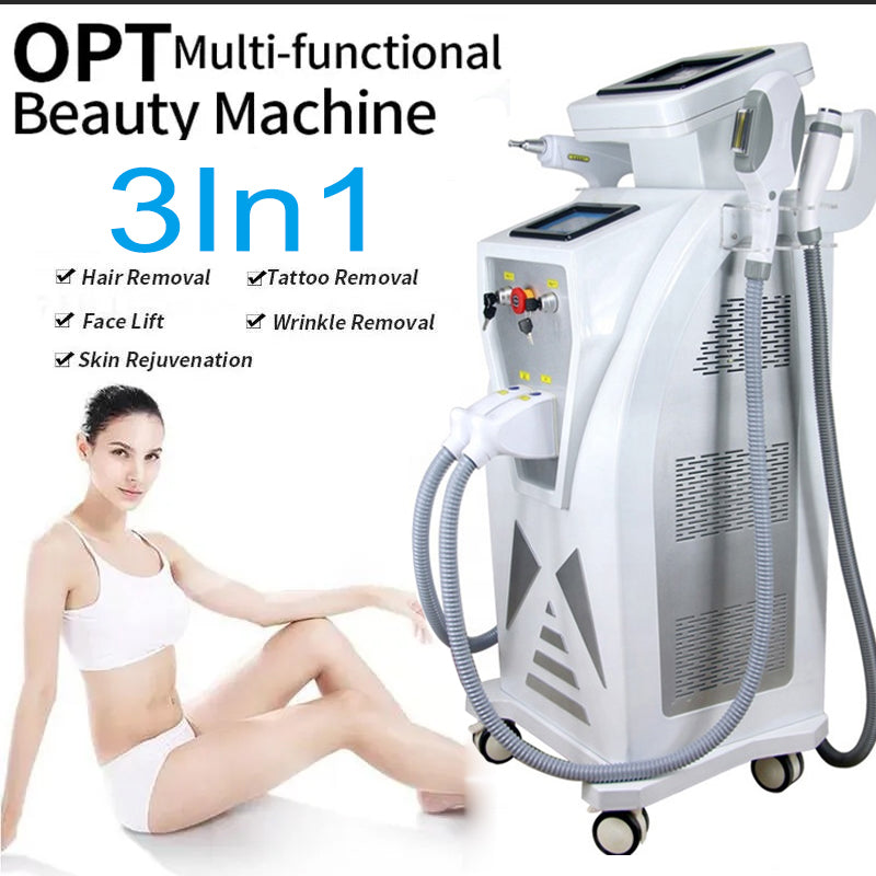 3IN1 IPL OPT Hair Removal Nd Yag Laser Tattoo Removal RF SKIN REVENATION Machine
