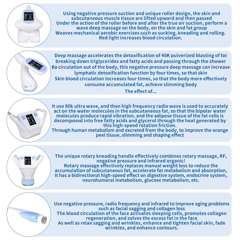 Vela Shape Slimming Machine RF Vacuum Therapy Face Body Lifting Fat Reduction