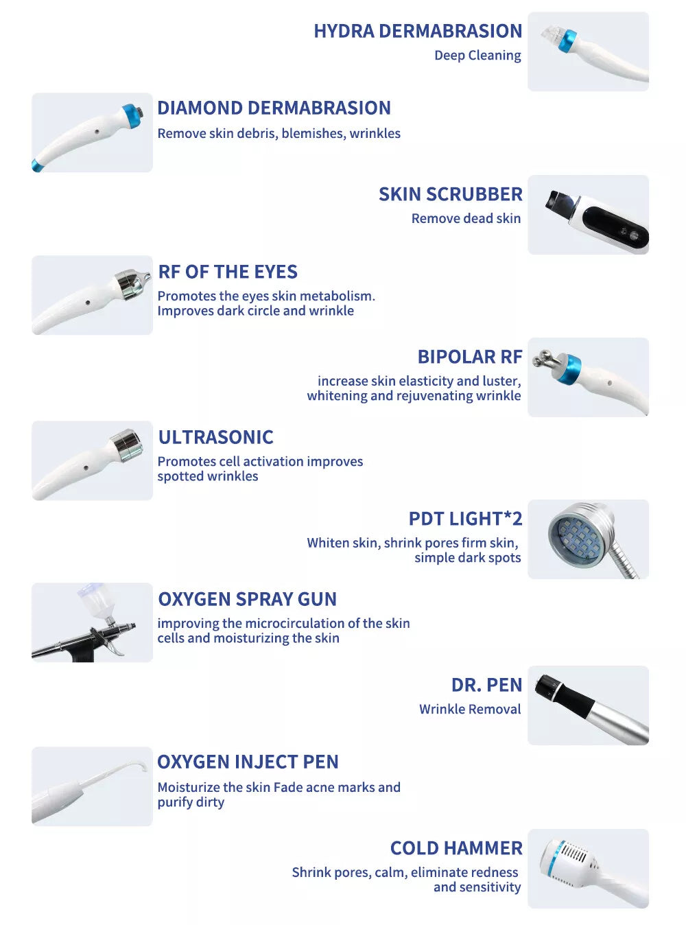 14 in 1 HydraFacial Machine RF Hydro Dermabrasion Oxygen Spray Diamond Peeling for Skin Care Spa