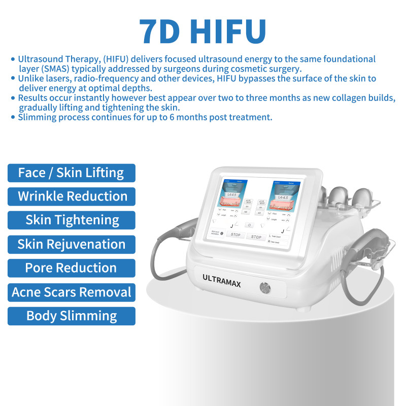 A0259 Two handles 7D hifu facial lift machine with 7 cartridges