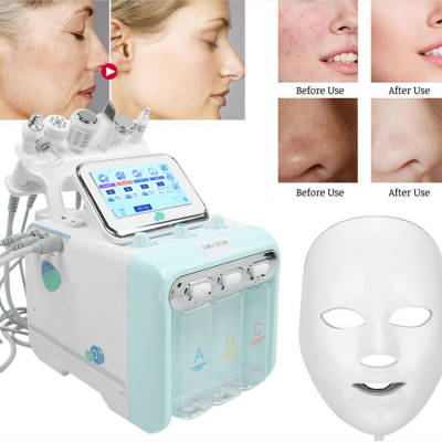 A0636-7 hydrodermabrasion hydra beauty machine for facial deep cleaning machine 7 in 1 oxygen spray ultrasonic led facial mask beauty machine