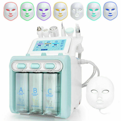 A0636-7 hydrodermabrasion hydra beauty machine for facial deep cleaning machine 7 in 1 oxygen spray ultrasonic led facial mask beauty machine