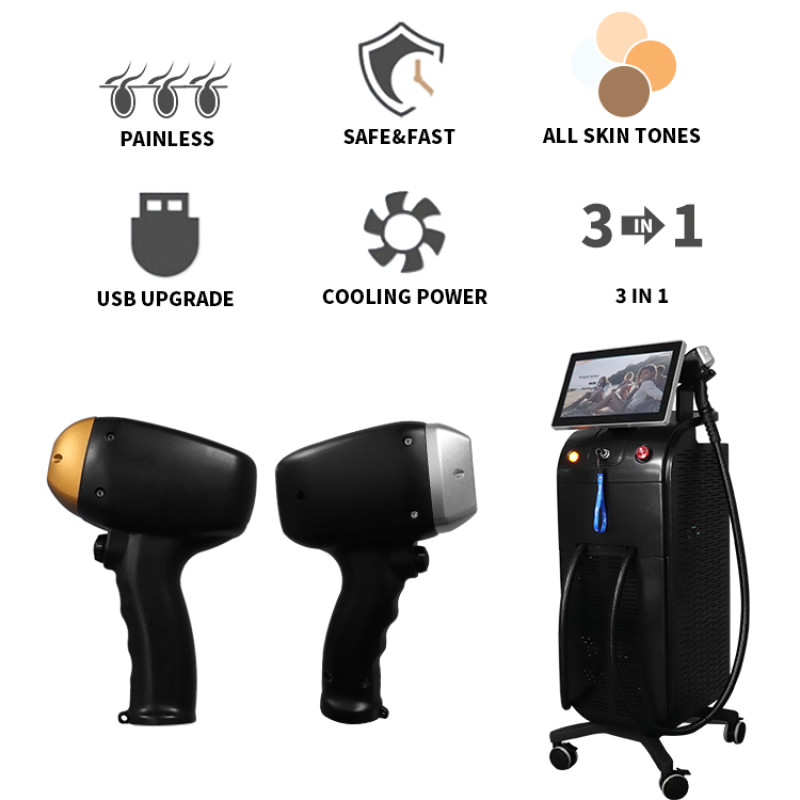 A0411B  Newest ICE Sopranoal AlmaDiode Laser Hair Removal Machine with two handles